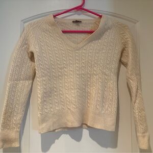 Ann Taylor Cream V-Neck Sweater